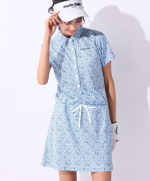 「marie claire」 半袖ワンピース LARGE ブルー レディース_画像5
