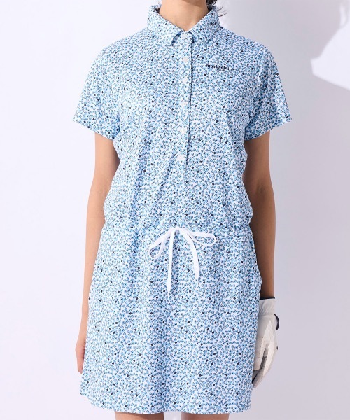 「marie claire」 半袖ワンピース LARGE ブルー レディース_画像6