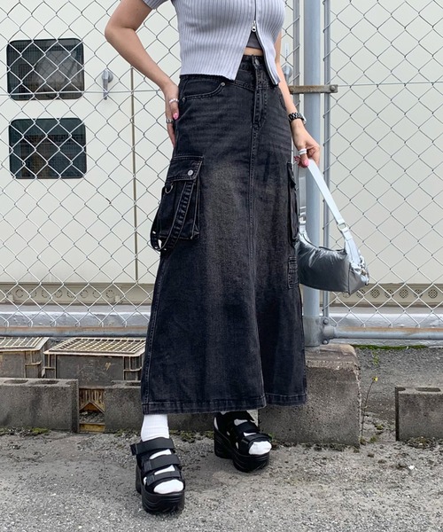 「non-hedge」 デニムスカート M ブルー レディース_画像3