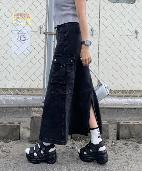 「non-hedge」 デニムスカート M ブルー レディース_画像4
