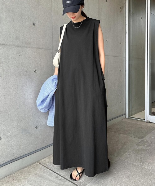 andme（アンドミー） ワンピース 夏 オーバーサイズノースリーブロング