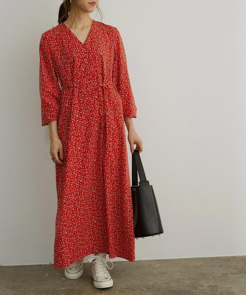 「MADEMOISELLE ROPE'」 長袖ワンピース 36 ダークグリーン レディース_画像3