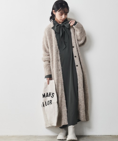 「CHIC STYLE」 長袖ワンピース 5L グレー レディース_画像5