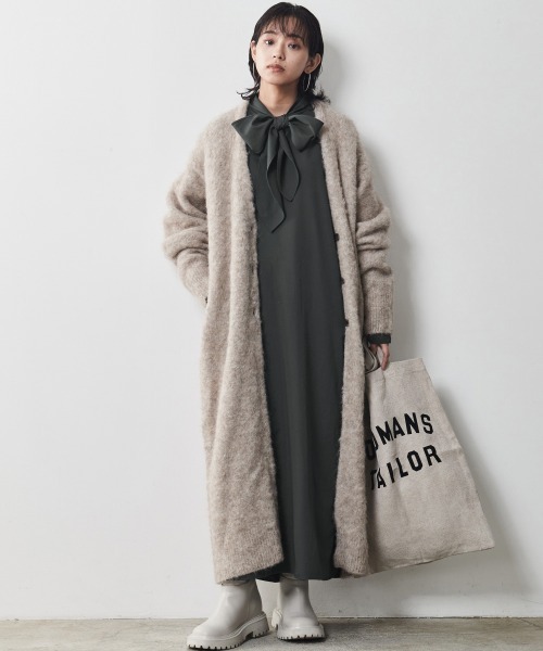 「CHIC STYLE」 長袖ワンピース 5L グレー レディース_画像7
