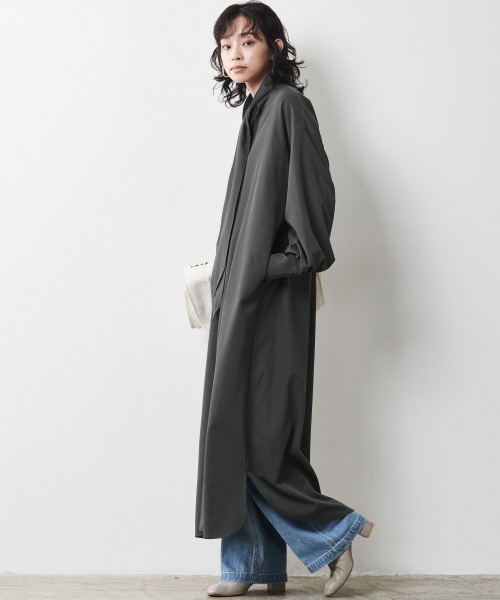 「CHIC STYLE」 長袖ワンピース 5L グレー レディース_画像8