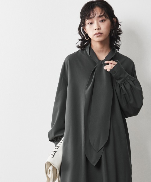「CHIC STYLE」 長袖ワンピース 5L グレー レディース_画像9