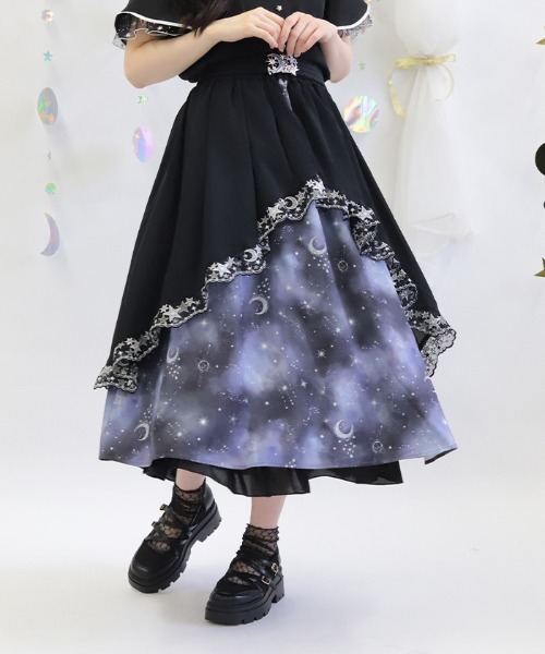 axes femme（アクシーズ ファム） スカート ルミナスムーン柄2WAY 