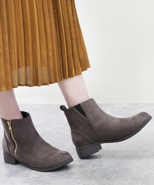 ALETTA ブーツ 美脚シルエット ファスナー ショートブーツ レディース