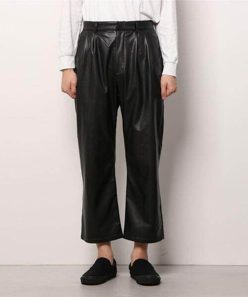 パンツ LUSOR ルーソル Ecoleather W SLACKS フェイクレザーワイドスラックス