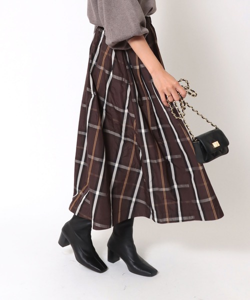 Jines（ジネス） スカート チェック柄ギャザースカート : ZOZOTOWN