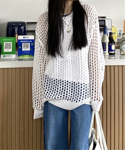 新品タグ付き★メゾンドドルチェ　クールサマーニット【white】 セール】 ウォッシャブルシルクニット （ニット・セーター