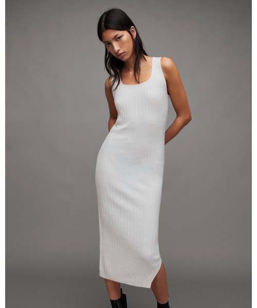 Allsaints ワンピース ALLSAINTS ワンピース MARGOT 2-IN-1 RIBBED CREW NECK MIDI