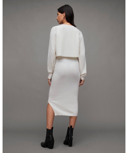 Allsaints ワンピース ALLSAINTS ワンピース MARGOT 2-IN-1 RIBBED CREW NECK MIDI