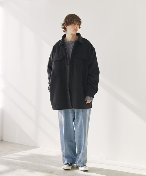 ほぼ未使用 BLUE BLUE【定価約4万円】極厚メルトンCPOシャツジャケット MONO-MART ブルゾン アウター オーバーサイズCPO シャツ
