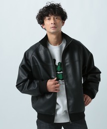 ジャケット ブルゾン フェイクレザートラックジャケット メンズ 