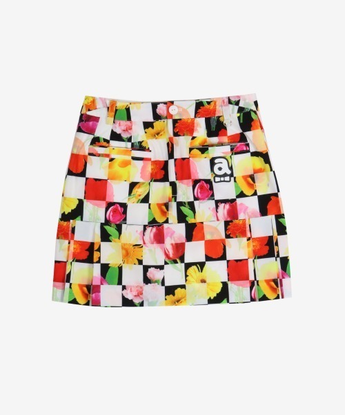 archivio 花柄チェック スカート サイズ38 archivio スカート 「LADIES」フラワー×チェック柄プリーツ