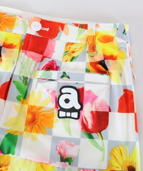 archivio 花柄チェック スカート サイズ38 archivio スカート 「LADIES」フラワー×チェック柄プリーツ