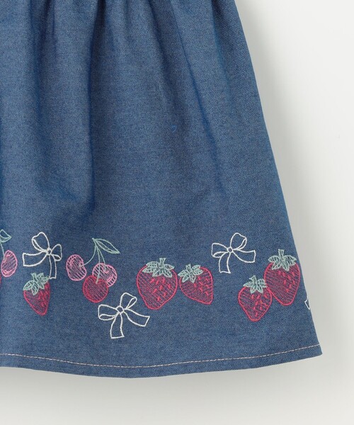 familiar チェリー刺繍 ジャンバースカート 80 any FAM スカート 「チェリーベリーシリーズ」フルーツ 刺繍