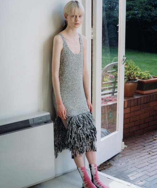 LEINWÄNDE ラインヴァンド　Hand Fringe Knit Coat leinwande ワンピース 「leinwande（ラインヴァンド）」Hand