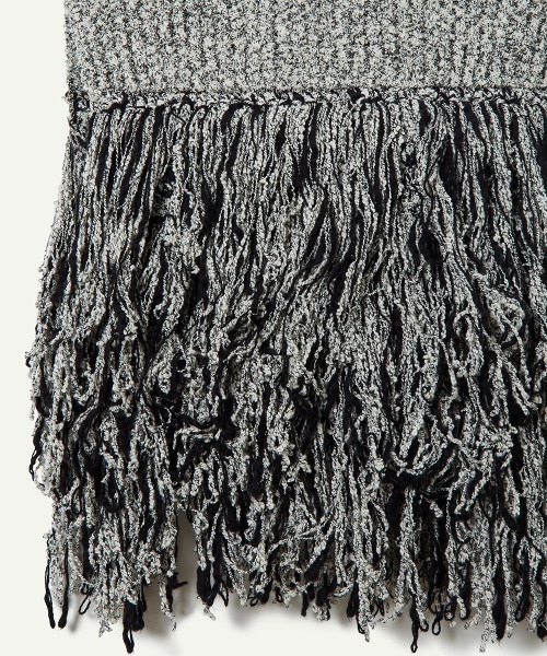 LEINWÄNDE ラインヴァンド　Hand Fringe Knit Coat Hand Fringe Knit Top/Black | leinwände | ラインヴァンドの