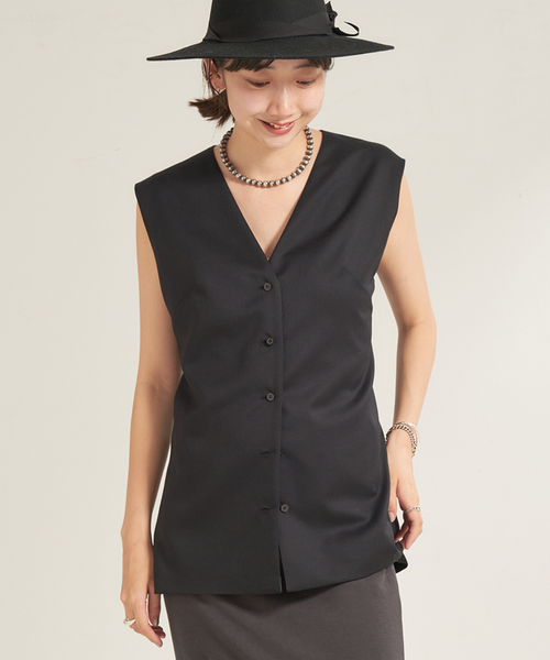 【新品】【2024SS】plage ウールシルク ベスト ジレ 黒 plage（プラージュ） ベスト ジレ SOFT WOOL ベスト レディース