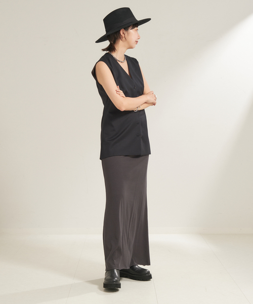 【新品】【2024SS】plage ウールシルク ベスト ジレ 黒 plage（プラージュ） ベスト ジレ SOFT WOOL ベスト レディース