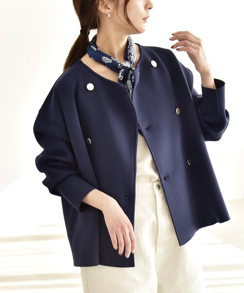 quaranciel カーディガン quaranciel:「手洗い可能」ニット ノーカラー