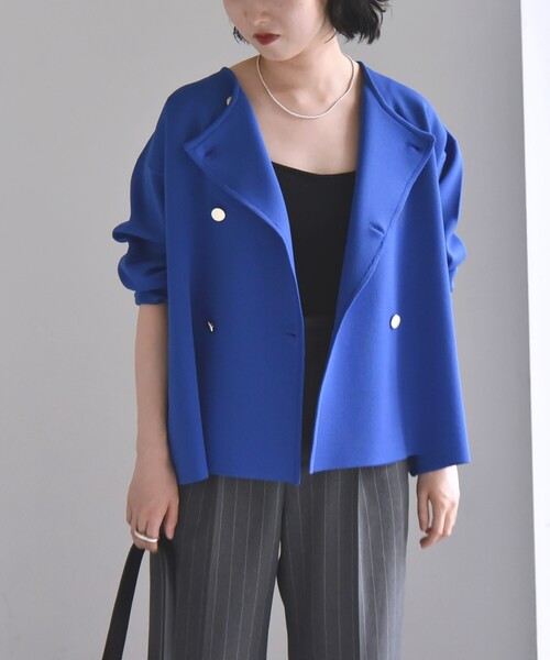 quaranciel カーディガン quaranciel:「手洗い可能」ニット ノーカラー