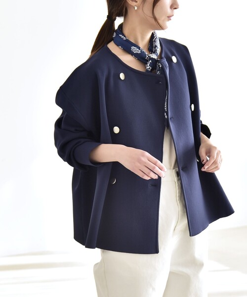 quaranciel カーディガン quaranciel:「手洗い可能」ニット ノーカラー