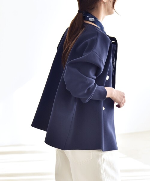 quaranciel カーディガン quaranciel:「手洗い可能」ニット ノーカラー