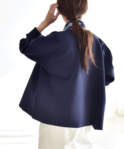 quaranciel カーディガン quaranciel:「手洗い可能」ニット ノーカラー