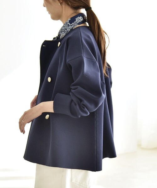 quaranciel カーディガン quaranciel:「手洗い可能」ニット ノーカラー