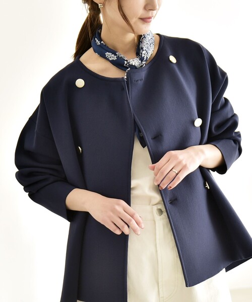 quaranciel カーディガン quaranciel:「手洗い可能」ニット ノーカラー