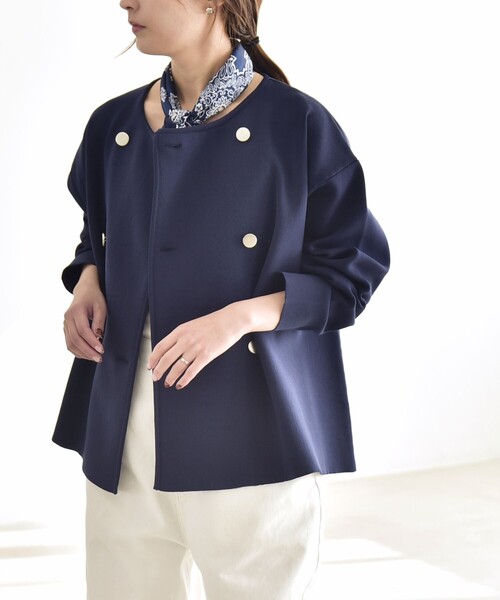 quaranciel カーディガン quaranciel:「手洗い可能」ニット ノーカラー