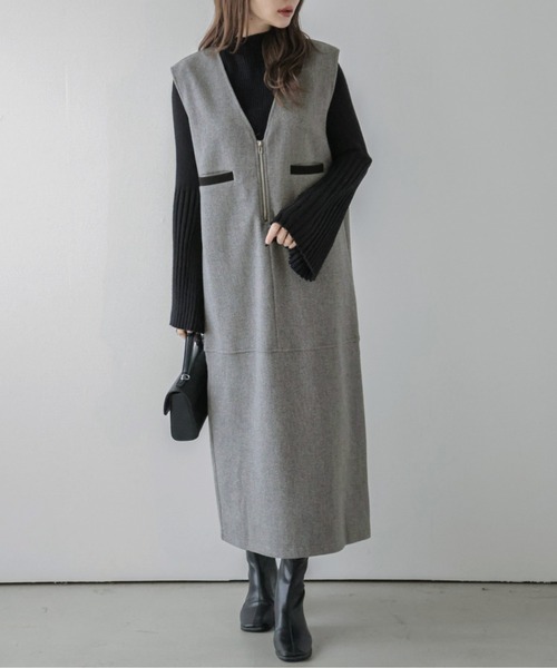 ジャンパースカート Vネックジャンパースカート | La-gemme | 12