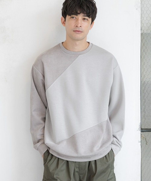 月末特価 CLASS プルオーバー ウール メンズ 堀切 LAKOLE tシャツ 切替スエードプルオーバー / 140624 メンズ