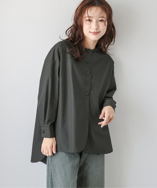 リネン ヘムデザイン ブラウス ファッション シャツ ブラウス PC6271 La-gemme（ラジェム） ブラウス シャツ ラウンドヘムブラウス