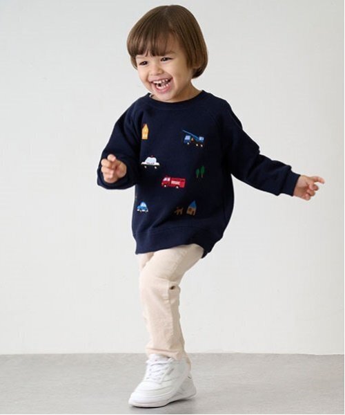 petit main トレーナー 働く車刺しゅうトレーナー キッズ 子供服