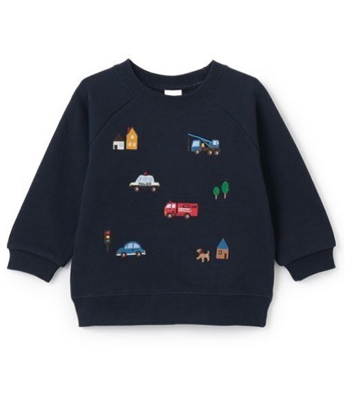 petit main トレーナー 働く車刺しゅうトレーナー キッズ 子供服
