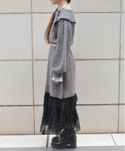 axes femme チュニック W編み上げニットチュニック : ZOZOTOWN