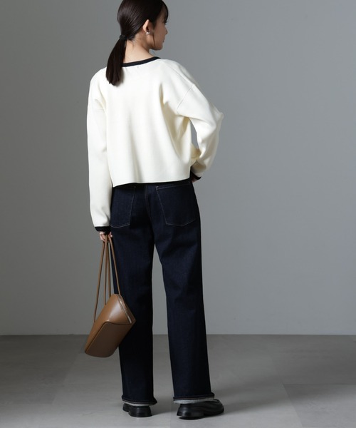 バイカラーⅤネックリブカーディガン|LANVIN en Bleu | LANVIN