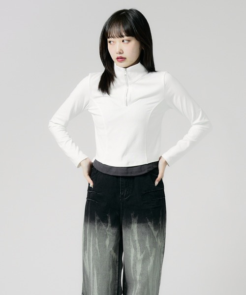 Chick tシャツ Tight Silhouette Half Zip Tos / タイトシルエット