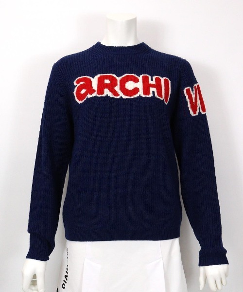 archivio（アルチビオ） ニット セーター ウール混ロゴ片畦ニット