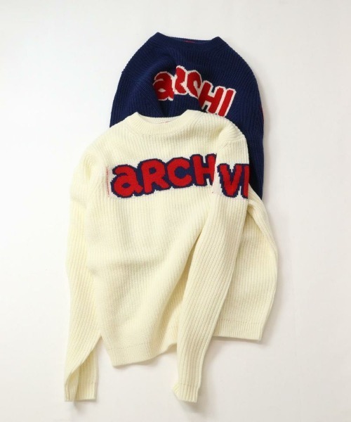 archivio（アルチビオ） ニット セーター ウール混ロゴ片畦ニット