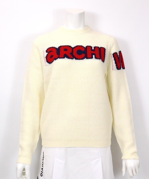 archivio（アルチビオ） ニット セーター ウール混ロゴ片畦ニット