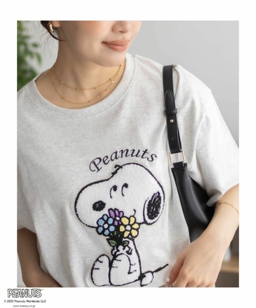 PEANUTS tシャツ 「PEANUTS」スヌーピー さがら刺繍Tシャツ