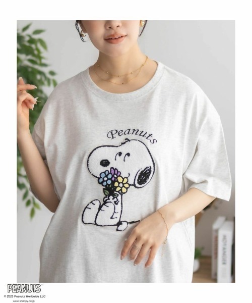 PEANUTS tシャツ 「PEANUTS」スヌーピー さがら刺繍Tシャツ