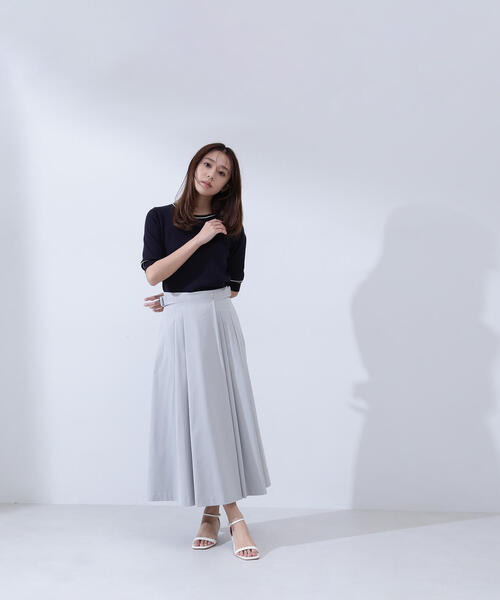 ナチュラルビューティーベーシック サイドバックル フレアスカート ネイビー S NATURAL BEAUTY BASIC スカート サイドバックルフレアスカート