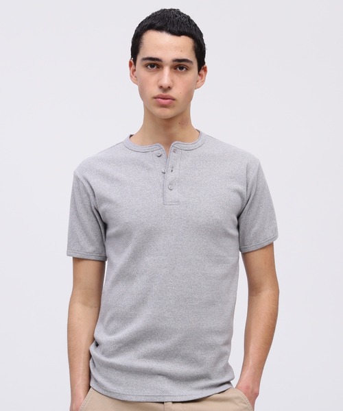 トップス AVIREX RIB SHORT SLEEVE HENLEY NECK T AVIREX（アヴィレックス） ヘンリーネック tシャツ 「DAILY/デイリー