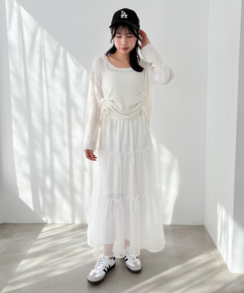 ニット セーター 透かし編みドロストニット　327131 レディース Heather ニット セーター 透かし編みドロストニット 327131